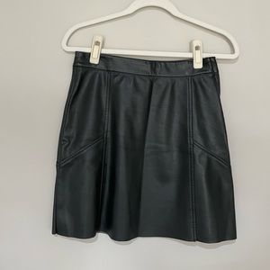 black faux leather skirt